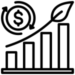 icon of an upward pointing stack diagram representing Sustainability optimization